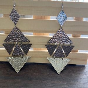 Silver Geometric Dangle Earrings